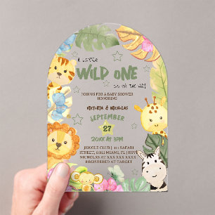 Invitations En Acrylique Animaux sauvages de safari Baby Shower