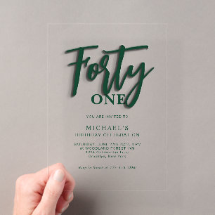 Invitations En Acrylique Anniversaire Adulte Quarante 40 ans de Style Vert