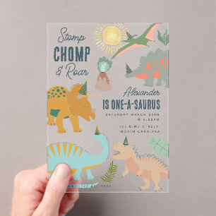Invitations En Acrylique Anniversaire Animaux Fête Préhistorique Bohème Din