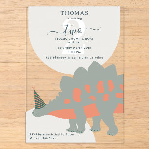 Invitations En Acrylique Anniversaire Animaux Fête Préhistorique Bohème Din
