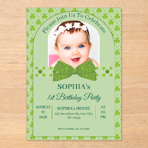 Invitations En Acrylique Anniversaire de 1 an pour la St. Patrick