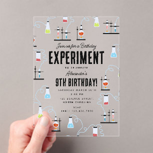Invitations En Acrylique Anniversaire de enfant de l'expérience en chimie
