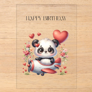 Invitations En Acrylique Anniversaire de Panda Pilote