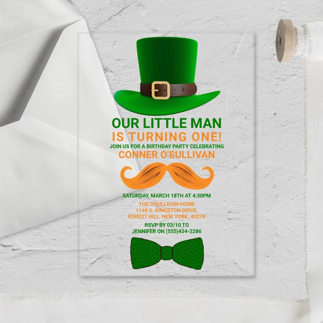Invitations En Acrylique Anniversaire de tout âge Saint-Patrick Lutins Mode (Créateur téléchargé)