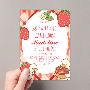 Invitations En Acrylique Anniversaire des fraises d'oie sucrées bêtes