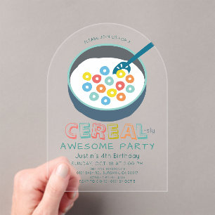 Invitations En Acrylique Anniversaire Garçon Céréales Incroyablement Génial