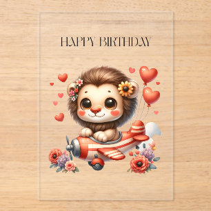 Invitations En Acrylique Anniversaire Lion Pilote