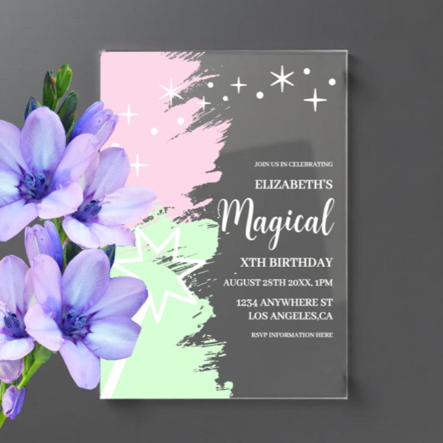 Invitations En Acrylique Anniversaire Magique (Créateur téléchargé)