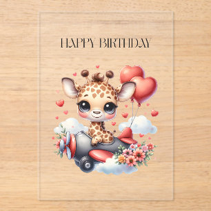 Invitations En Acrylique Anniversaire Pilote Girafe