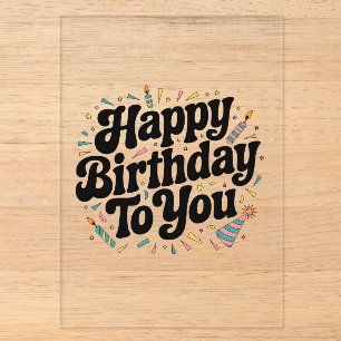 Invitations En Acrylique Anniversaire Rétro Confettis