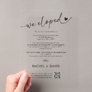 Invitations En Acrylique Annonce de fuite simple avec code QR