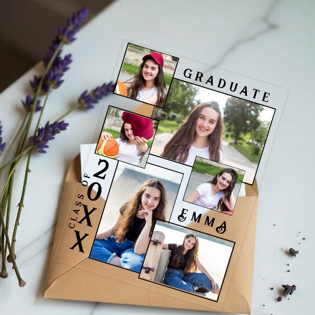 Invitations En Acrylique Annonce de remise de diplôme en acrylique multi-ph (Multi Photo Acrylic 2025 Graduation Announcement)