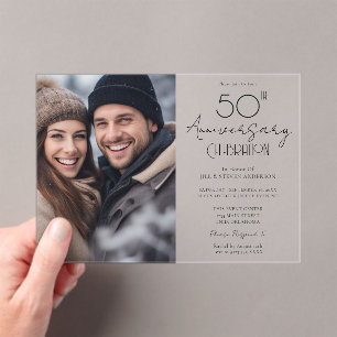 Invitations En Acrylique Annonce d'une photo pour le 50e anniversaire