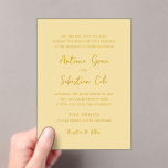 Invitations En Acrylique Antonia Butter Jaune Mariage élégant<br><div class="desc">Invitations de mariage élégantes avec un design simple avec des polices de script et de serif.</div>