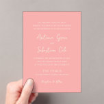 Invitations En Acrylique Antonia Coral rose Élégant Mariage<br><div class="desc">Invitations de mariage élégantes avec un design simple avec des polices de script et de serif.</div>
