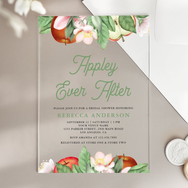 Invitations En Acrylique Appley Ever After Apple Bridal Shower (Créateur téléchargé)