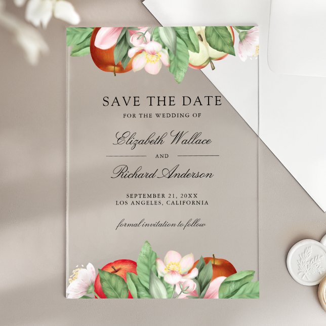 Invitations En Acrylique Appley Ever After Apple Wedding Save the Date (Créateur téléchargé)
