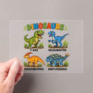 Invitations En Acrylique Apprentissage des espèces de dinosaures pour les e