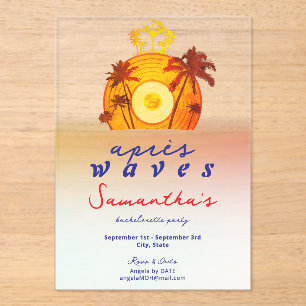Invitations En Acrylique Après Waves Retro Vinyl Beach Coastal Enterrement