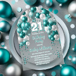 Invitations En Acrylique Aqua Celebration Balloons 21e Anniversaire<br><div class="desc">Célébrez en style avec cette invitation vibrante et captivante à la fête du 21e anniversaire, avec un magnifique design en cascade en arc de ballon dans les tons turquoise, aqua, et accentué avec blanc et gris. Le "21" audacieux du centre apporte une touche ludique mais chic, donnant le ton d'une...</div>