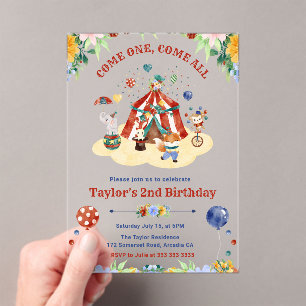 Invitations En Acrylique Aquarelle Anniversaire Cirque Floral Mignon Carnav