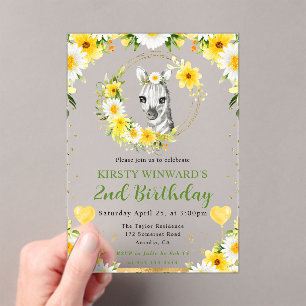 Invitations En Acrylique Aquarelle Anniversaire Enfants Zèbre Jungle Mignon