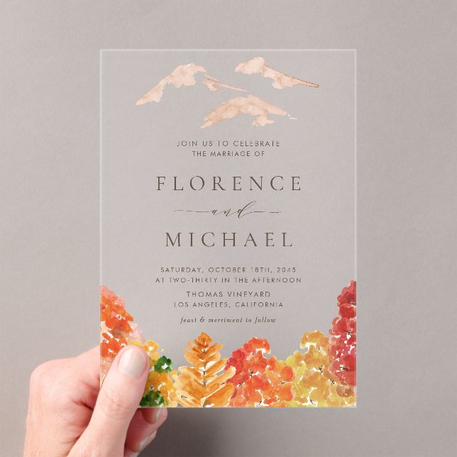 Invitations En Acrylique Aquarelle Automne Bois Mariage de automne (In situ (ordinateur de poche))