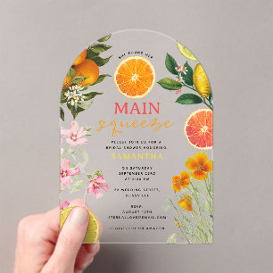 Invitations En Acrylique Aquarelle Citrus Fête des mariées Florale Brunch A