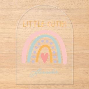 Invitations En Acrylique Aquarelle colorée Rainbow Illustrative Baby Show