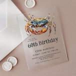 Invitations En Acrylique Aquarelle Crabe bleu Coastal Fruits de mer 60e ann<br><div class="desc">L'invitation parfaite pour fêter un 60e anniversaire spécial avec un dîner le long de la côte, cet élégant design d'invitation acrylique présente un crabe bleu dans des aquarelles vibrantes. Le jumelage des textes d'invitation est moderne et décontracté, accueillant et de bon goût. Il fonctionne magnifiquement pour lui ou elle et...</div>