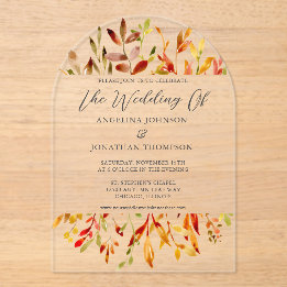 Invitations En Acrylique Aquarelle d'automne Feuille Mariage de automne chi
