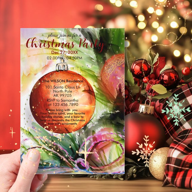 Invitations En Acrylique Aquarelle Festin avec Bow (Watercolor Festive Ornament with Bow Acrylic Invitations)