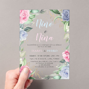 Invitations En Acrylique Aquarelle Floral Verdure Espagnol Genre Reveal