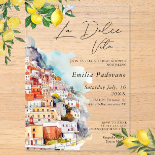 Invitations En Acrylique Aquarelle La Dolce Vita Fête des mariées italienne