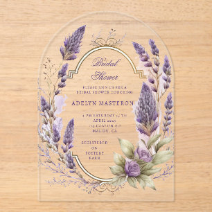Invitations En Acrylique Aquarelle Lavande Fête des mariées de régal floral