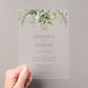 Invitations En Acrylique Aquarelle Mariage de verdure tropicale