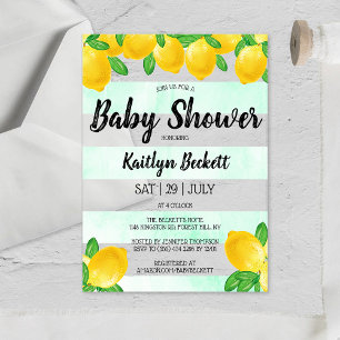 Invitations En Acrylique Aquarelle moderne Baby shower citronnier