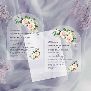 Invitations En Acrylique Aquarelle moderne rose Fleurs blanches Arch Mariag