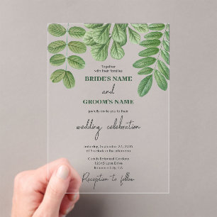 Invitations En Acrylique Aquarelle moderne vert émeraude Mariage vert émera
