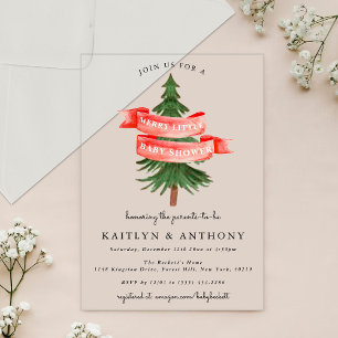 Invitations En Acrylique Aquarelle Pine Tree Joyeux Petit Baby shower