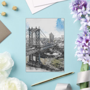 Invitations En Acrylique Aquarelle Pont de Brooklyn Acrylique Mariage