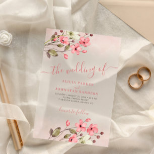 Invitations En Acrylique Aquarelle rose floral élégant script boho mariage