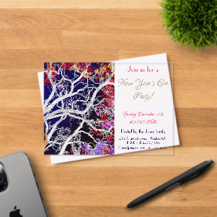 Invitations En Acrylique Arbre aux feuilles multicolores Fête de la nouvell