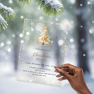 Invitations En Acrylique Arbre de fête de Noël enneigé dessiné à la main et