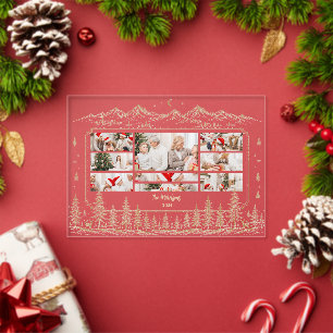 Invitations En Acrylique Arbre de Noël en or éthéré en forêt