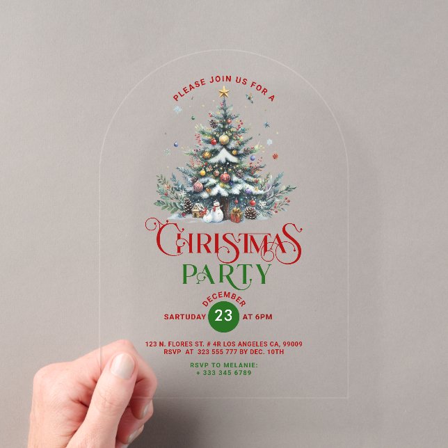 Invitations En Acrylique Arbre de Noël Rétro Typographie Fête de Noël  (In situ (ordinateur de poche))