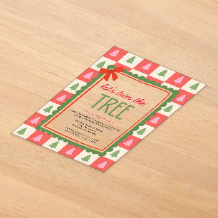 Invitations En Acrylique Arbres de Noël dessinés à la main amusants et colo
