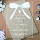 Invitations En Acrylique arc bleu pastel | Baptême<br><div class="desc">Baptême invitation transparente</div>