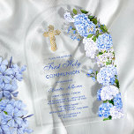 Invitations En Acrylique Arc de Communion Solennelle d'Hortensia Bleu<br><div class="desc">Invitation en acrylique élégante florale pour la Première Communion</div>