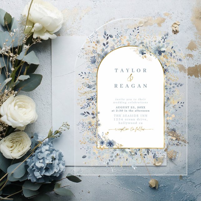 Invitations En Acrylique Arc de Mariage à fleurs doux transparent ID1045 (Créateur téléchargé)